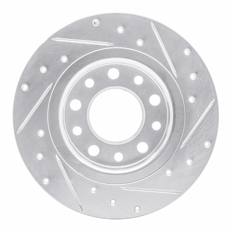 Dodge DART Brake Rotor (1) - Rear Left - R1 Concepts - Drilled & Slotted - Silver - `13-`16